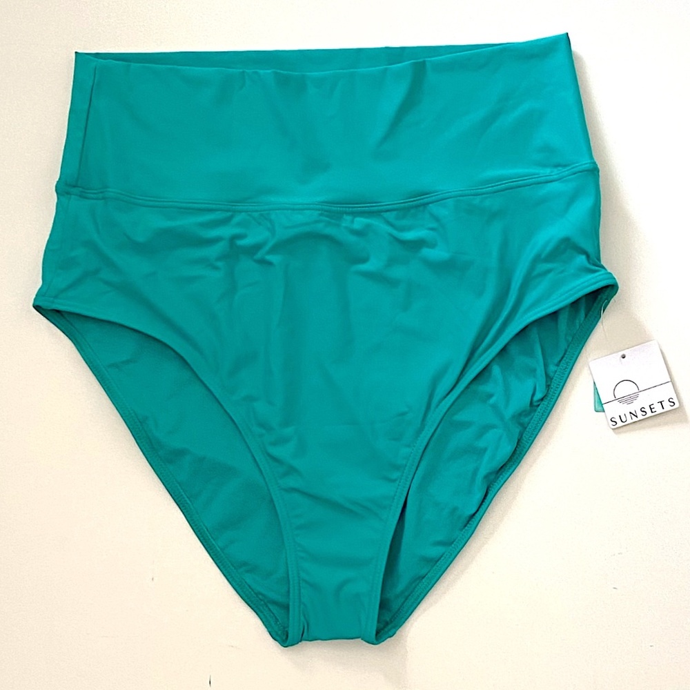 SUNSETS Women's Veridian Hannah High Waist Swim Bottom Bikini Swimsuit Green 16